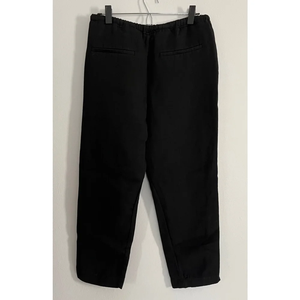Zara NWOT cropped linen blend pull on black pants size M